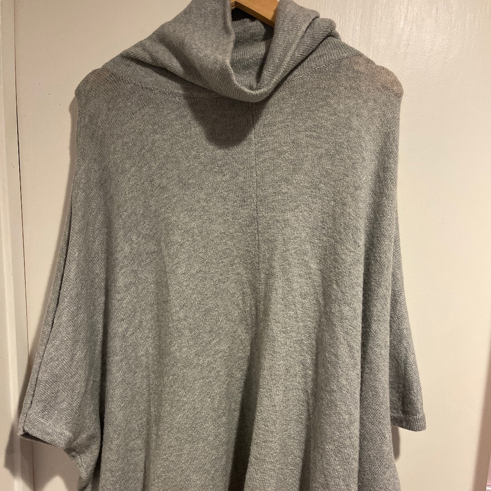 Grey cowl neck sweater poncho